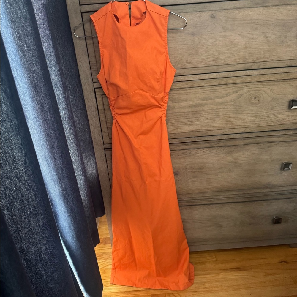 Commense Orange Halter Maxi Dress